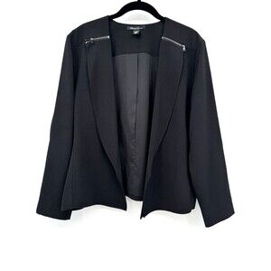 Kenneth Cole New York Women XL Open Drape Cardigan Jacket Black Zip Contemporary